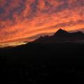 coucher de soleil sur le Charvin depuis le balcon