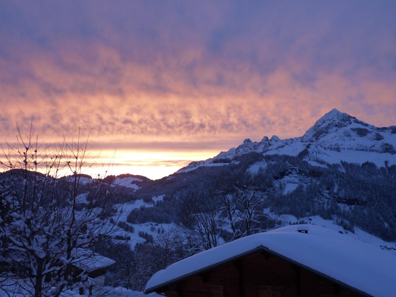 coucher de soleil hivernal depuis les balcon